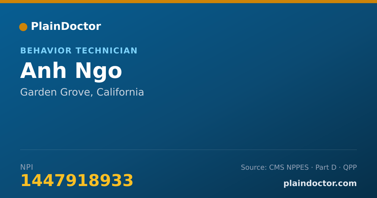 Shareable card for Anh Ngo - Behavior Technician, Garden Grove, CA