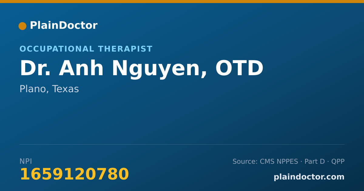Shareable card for Anh Nguyen, OTD - Occupational Therapist, Plano, TX