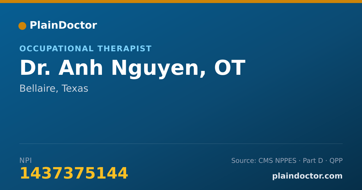 Shareable card for Anh Nguyen, OT - Occupational Therapist, Bellaire, TX