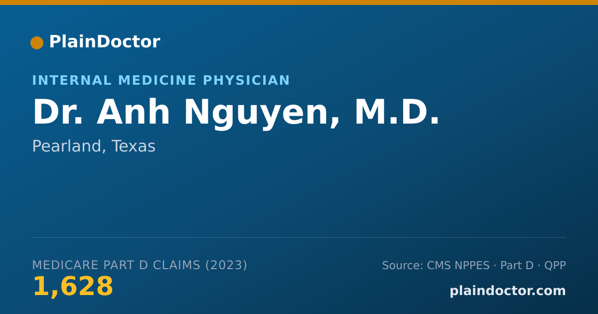 Shareable card for Anh Nguyen, M.D. - Internal Medicine Physician, Pearland, TX