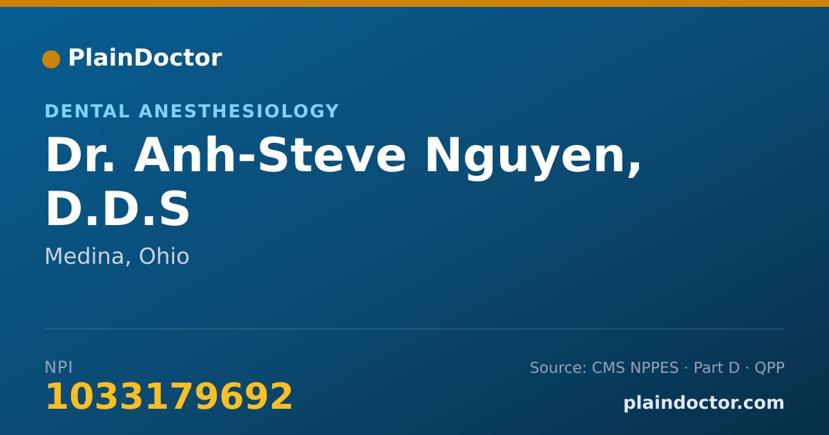 Shareable card for Anh-Steve Nguyen, D.D.S - Dental Anesthesiology, Medina, OH