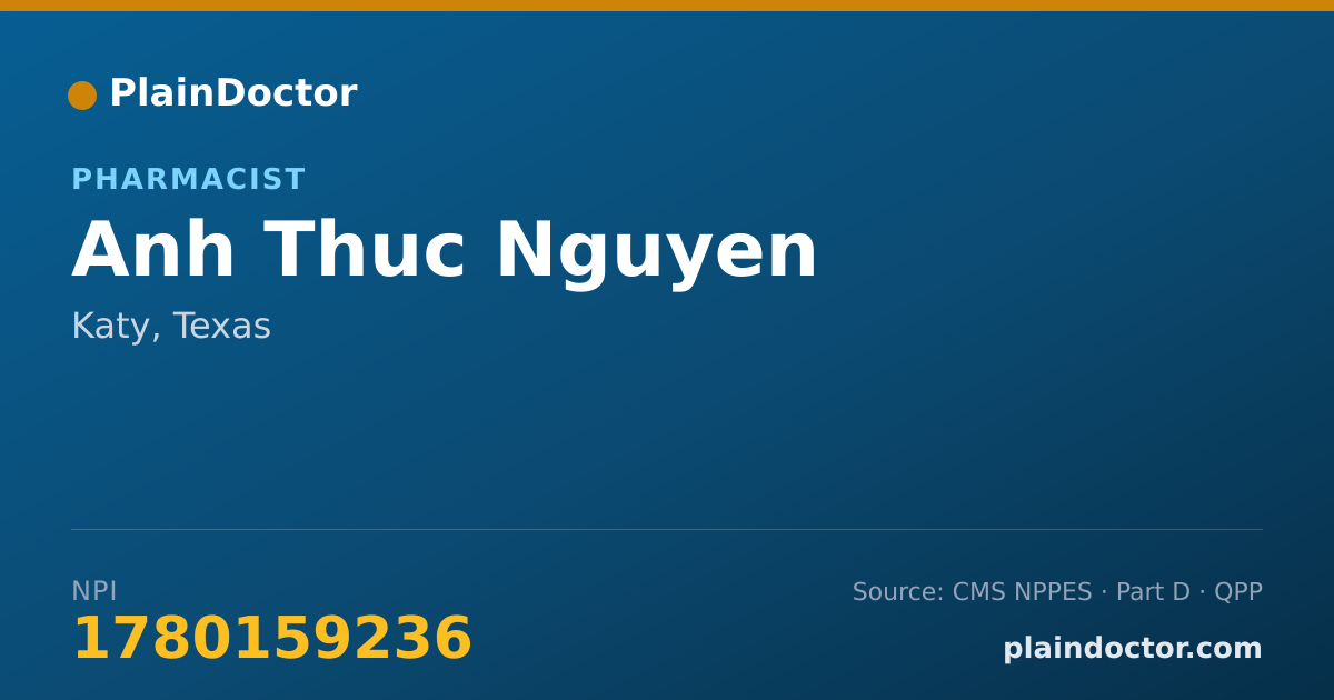 Shareable card for Anh Thuc Nguyen - Pharmacist, Katy, TX