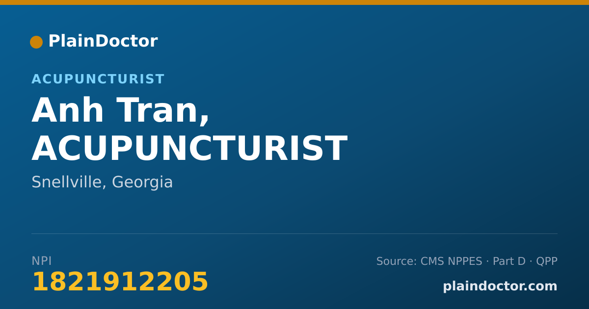 Shareable card for Anh Tran, ACUPUNCTURIST - Acupuncturist, Snellville, GA