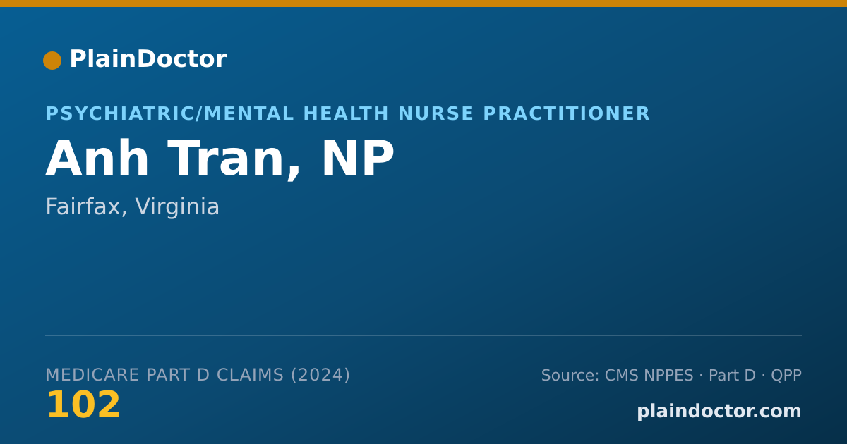 Shareable card for Anh Tran, NP - Psychiatric/Mental Health Nurse Practitioner, Fairfax, VA