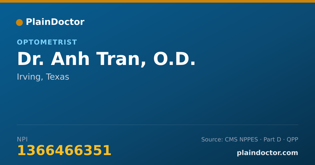Shareable card for Anh Tran, O.D. - Optometrist, Irving, TX