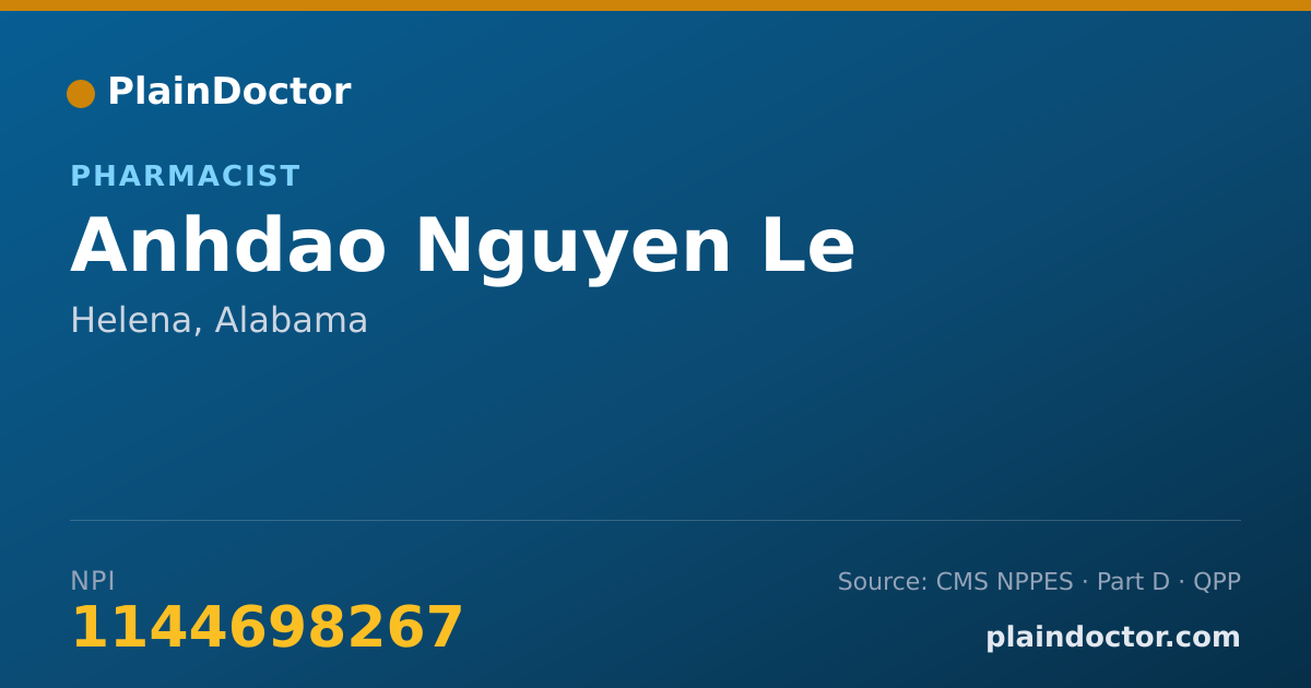 Shareable card for Anhdao Nguyen Le - Pharmacist, Helena, AL