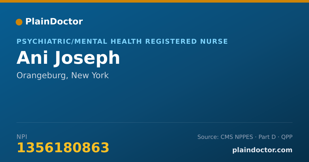 Shareable card for Ani Joseph - Psychiatric/Mental Health Registered Nurse, Orangeburg, NY