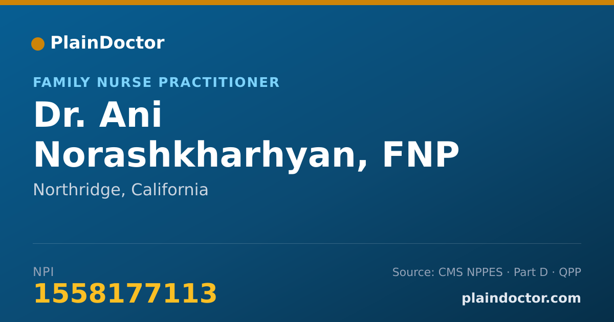 Shareable card for Ani Norashkharhyan, FNP - Family Nurse Practitioner, Northridge, CA