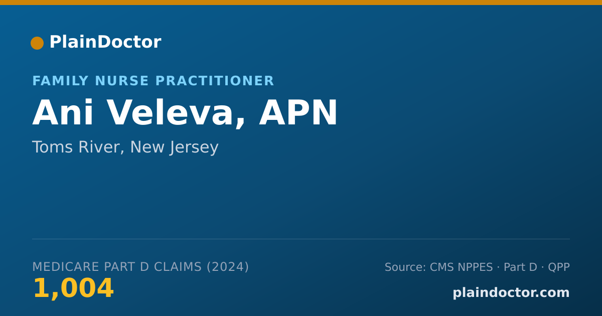 Shareable card for Ani Veleva, APN - Family Nurse Practitioner, Toms River, NJ
