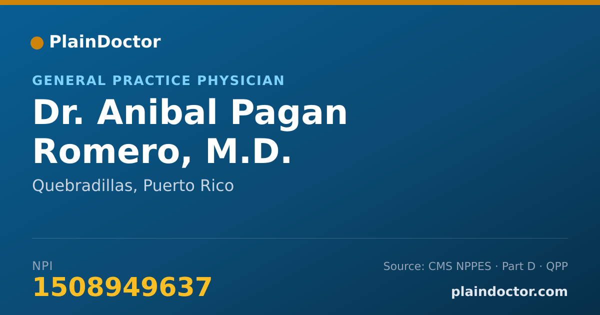 Shareable card for Anibal Pagan Romero, M.D. - General Practice Physician, Quebradillas, PR