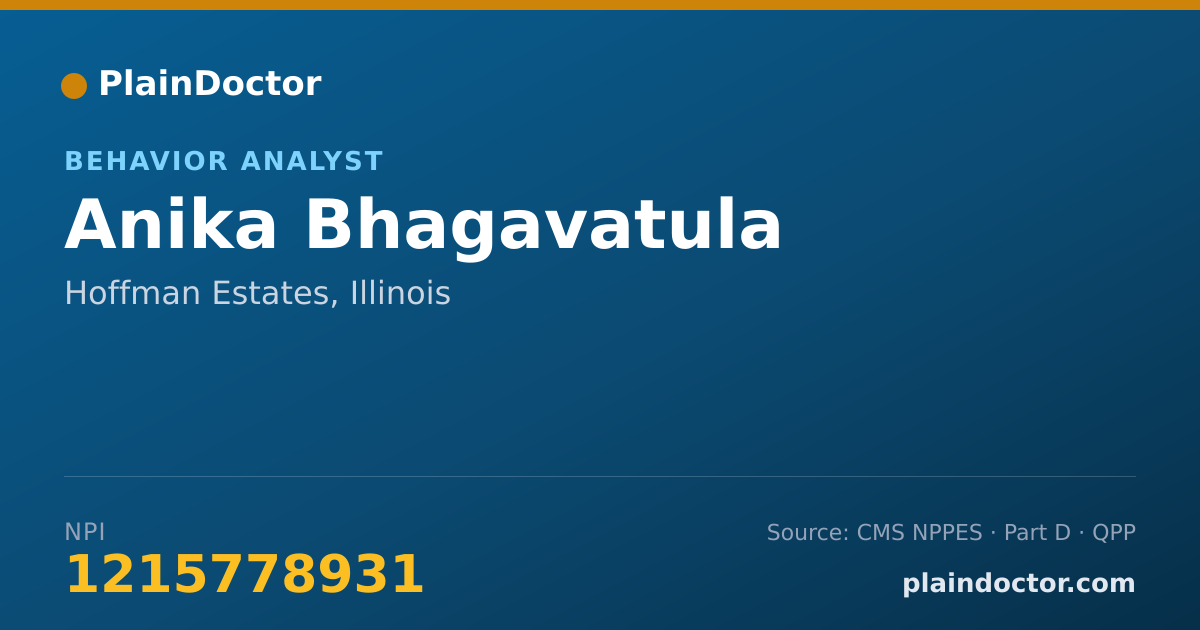 Shareable card for Anika Bhagavatula - Behavior Analyst, Hoffman Estates, IL