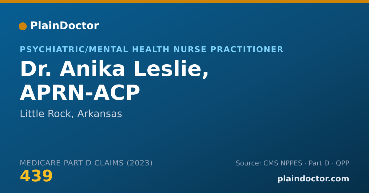 Shareable card for Anika Leslie, APRN-ACP - Psychiatric/Mental Health Nurse Practitioner, Little Rock, AR