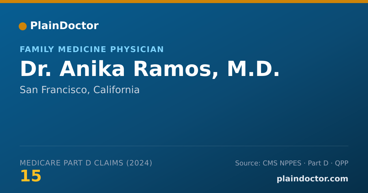 Shareable card for Anika Ramos, M.D. - Family Medicine Physician, San Francisco, CA