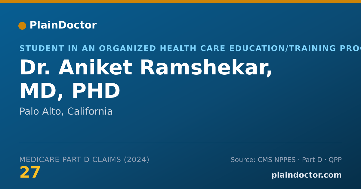Shareable card for Aniket Ramshekar, MD, PHD - Student in an Organized Health Care Education/Training Program, Palo Alto, CA