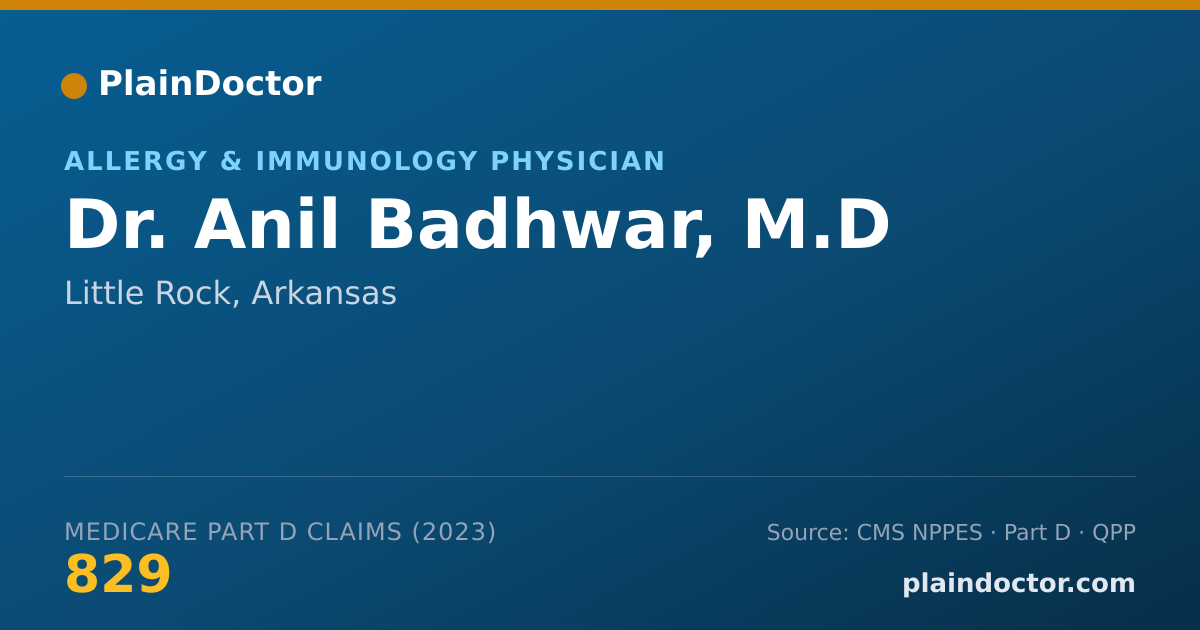 Shareable card for Anil Badhwar, M.D - Allergy & Immunology Physician, Little Rock, AR
