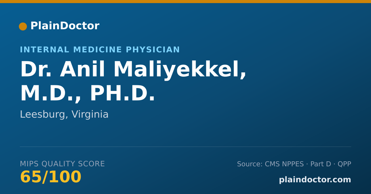 Shareable card for Anil Maliyekkel, M.D., PH.D. - Internal Medicine Physician, Leesburg, VA
