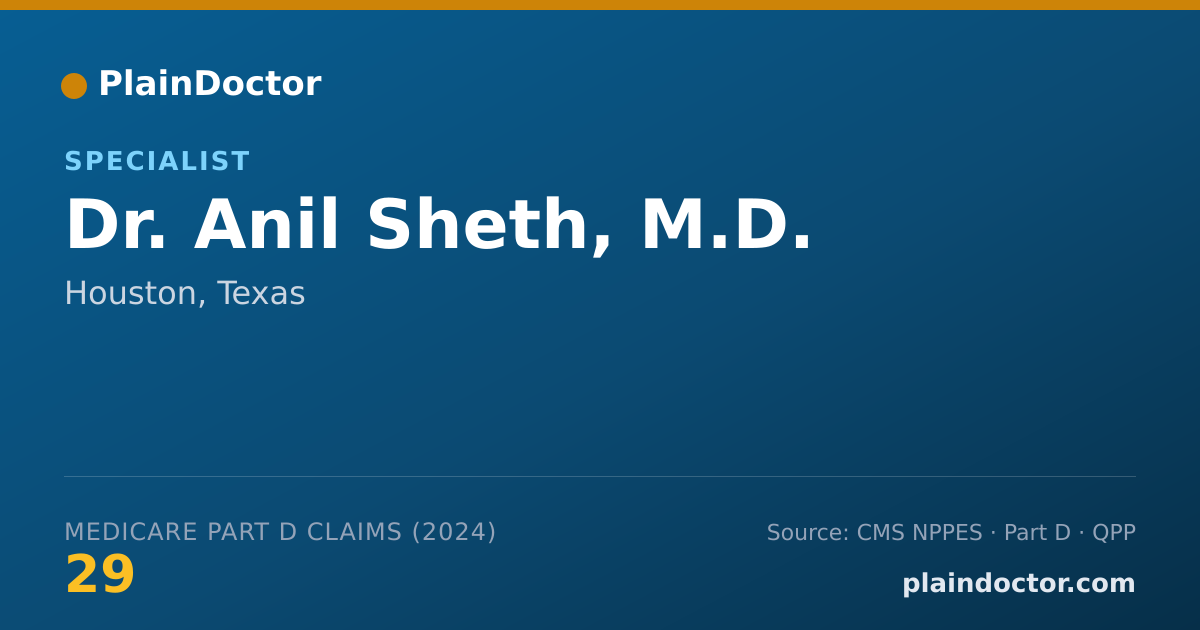 Shareable card for Anil Sheth, M.D. - Specialist, Houston, TX