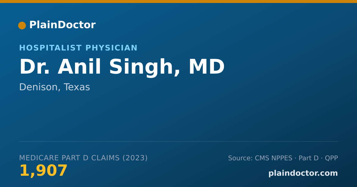 Shareable card for Anil Singh, MD - Hospitalist Physician, Denison, TX