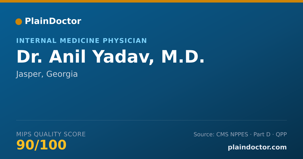 Shareable card for Anil Yadav, M.D. - Internal Medicine Physician, Jasper, GA