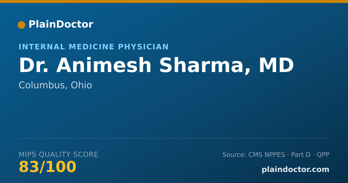 Shareable card for Animesh Sharma, MD - Internal Medicine Physician, Columbus, OH