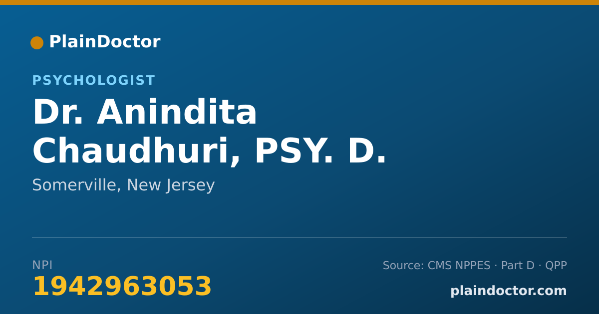 Shareable card for Anindita Chaudhuri, PSY. D. - Psychologist, Somerville, NJ