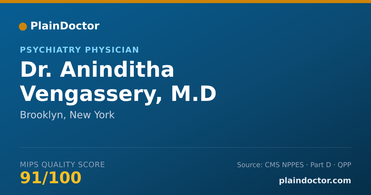 Shareable card for Aninditha Vengassery, M.D - Psychiatry Physician, Brooklyn, NY