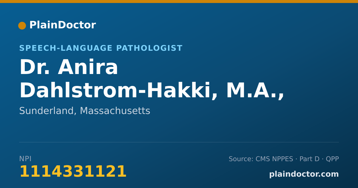 Shareable card for Anira Dahlstrom-Hakki, M.A., CCC-SLP - Speech-Language Pathologist, Sunderland, MA