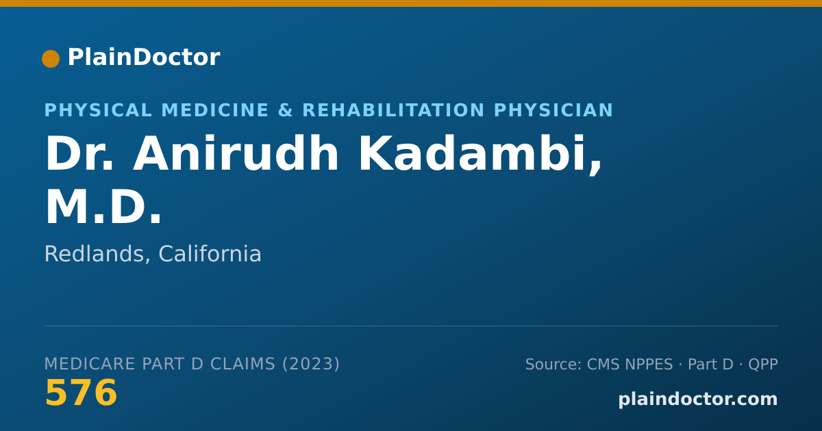 Shareable card for Anirudh Kadambi, M.D. - Physical Medicine & Rehabilitation Physician, Redlands, CA