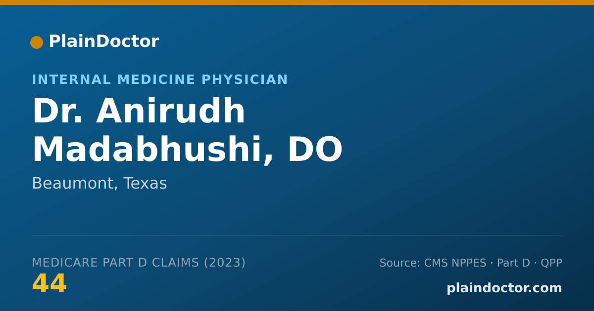 Shareable card for Anirudh Madabhushi, DO - Internal Medicine Physician, Beaumont, TX