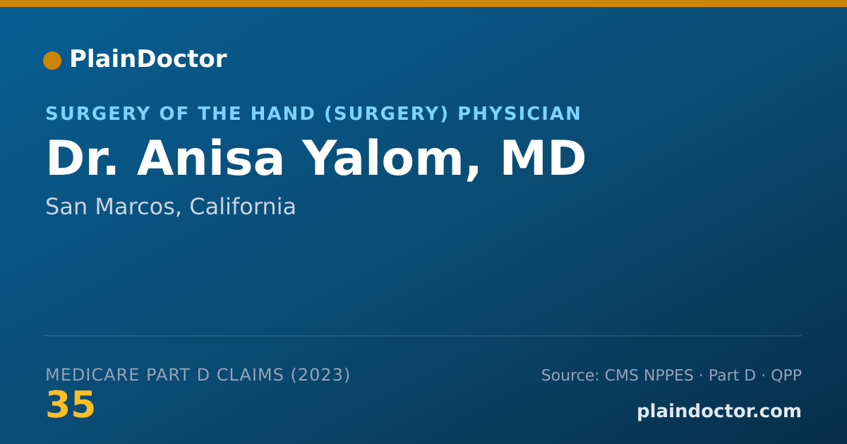 Shareable card for Anisa Yalom, MD - Surgery of the Hand (Surgery) Physician, San Marcos, CA