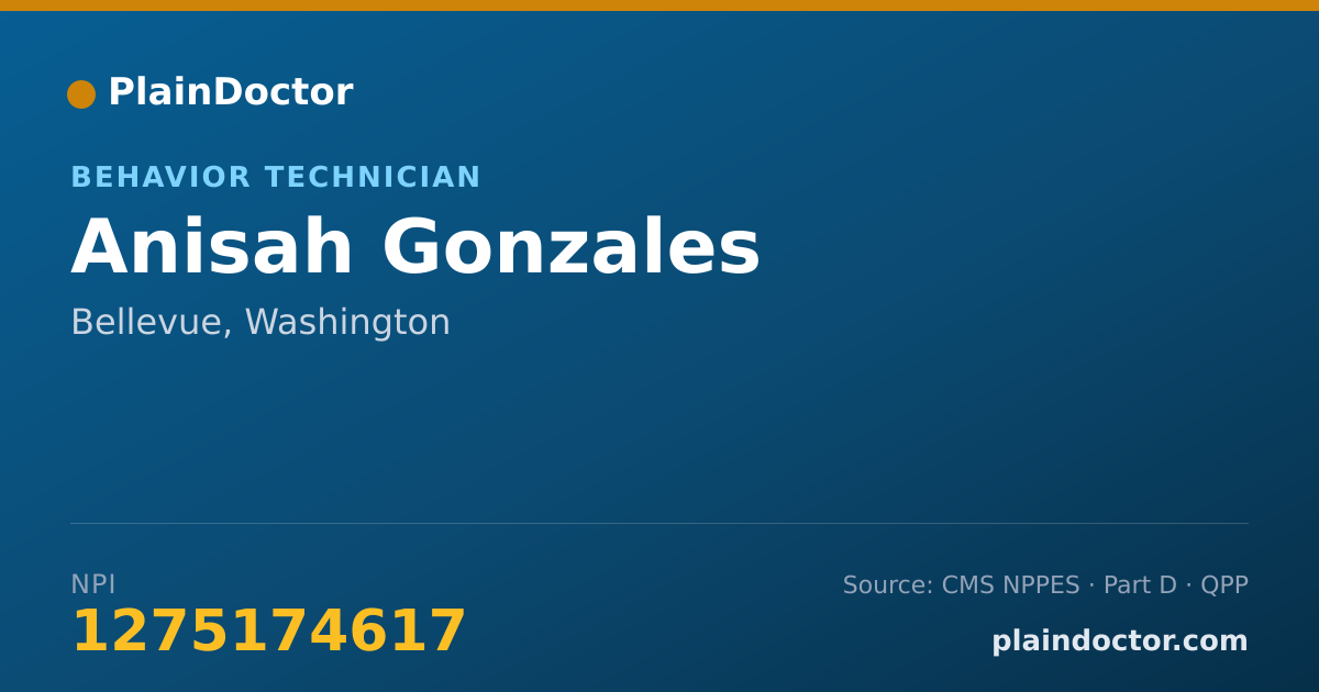Shareable card for Anisah Gonzales - Behavior Technician, Bellevue, WA
