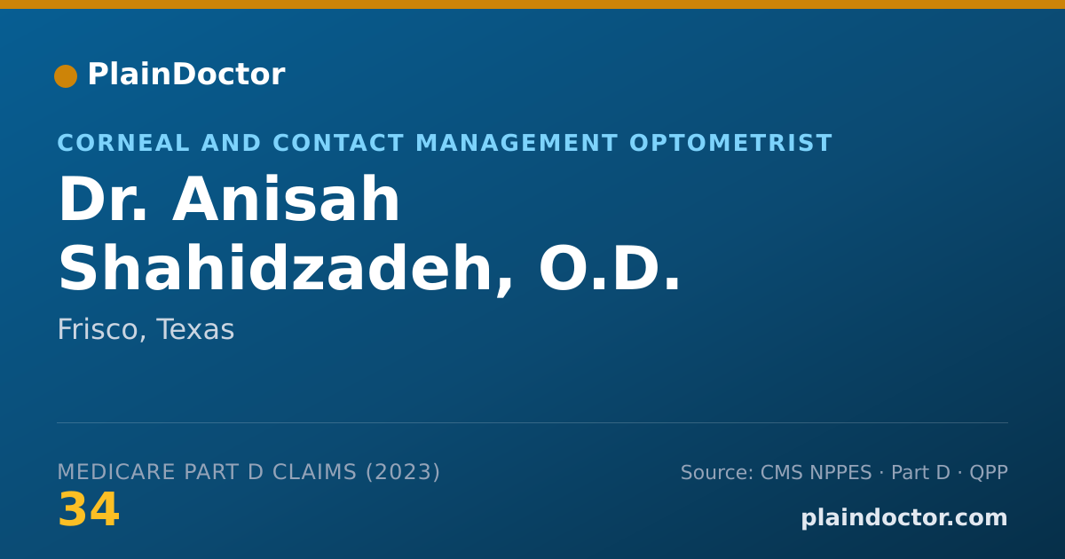 Shareable card for Anisah Shahidzadeh, O.D. - Corneal and Contact Management Optometrist, Frisco, TX