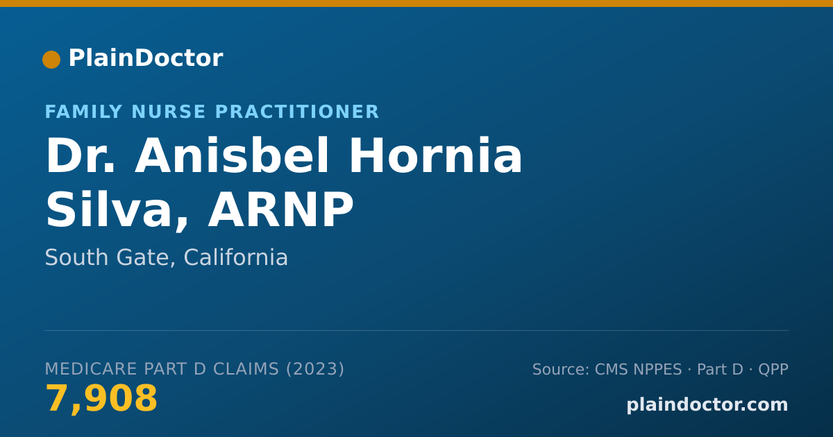 Shareable card for Anisbel Hornia Silva, ARNP - Family Nurse Practitioner, South Gate, CA