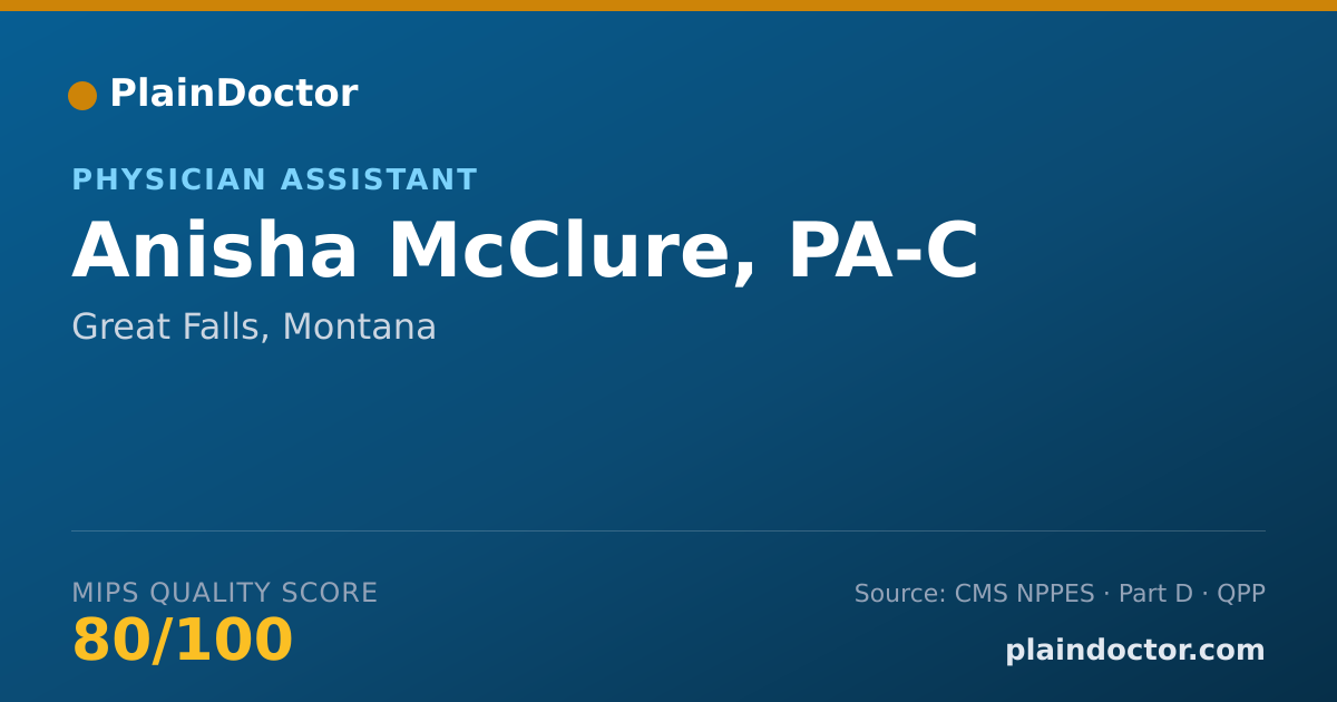 Shareable card for Anisha McClure, PA-C - Physician Assistant, Great Falls, MT