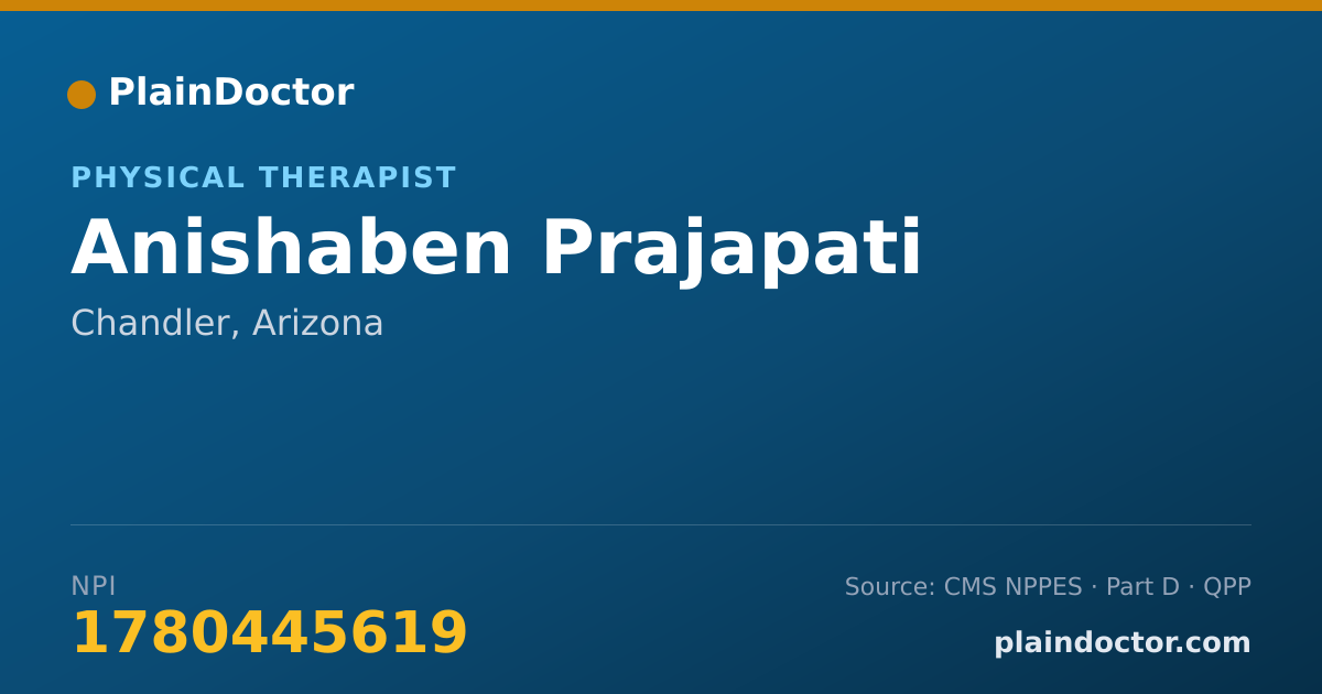 Shareable card for Anishaben Prajapati - Physical Therapist, Chandler, AZ