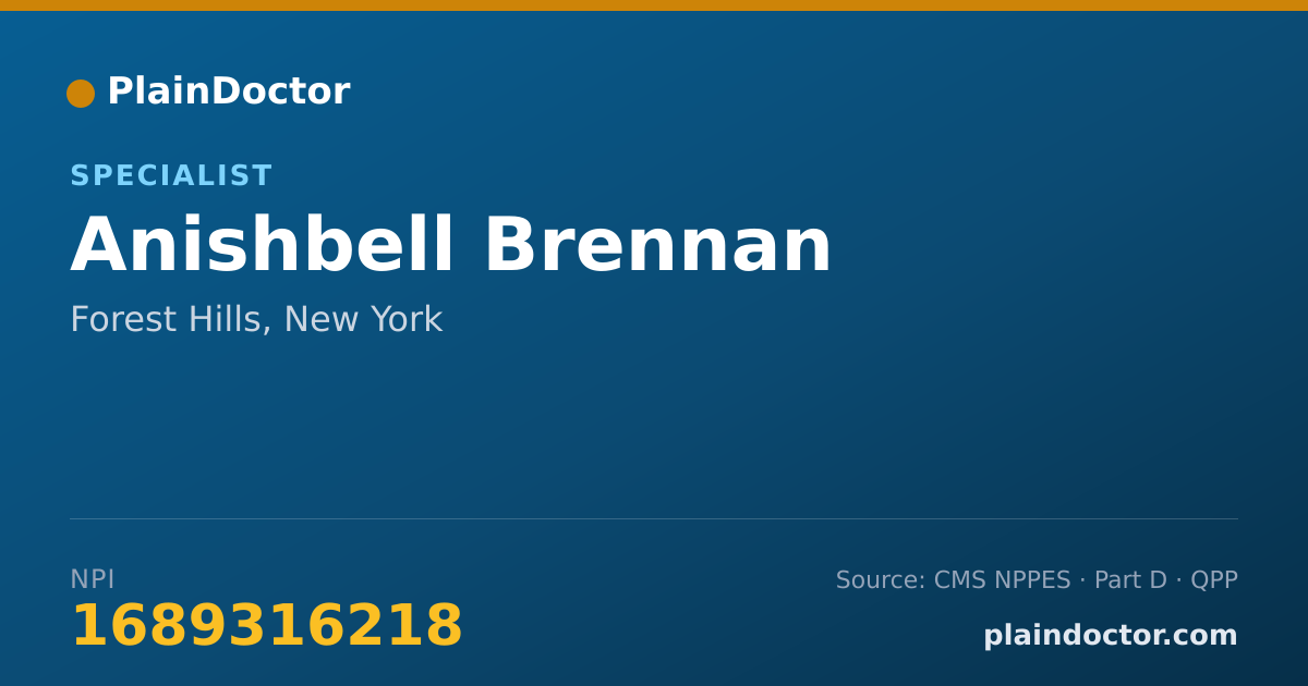 Shareable card for Anishbell Brennan - Specialist, Forest Hills, NY