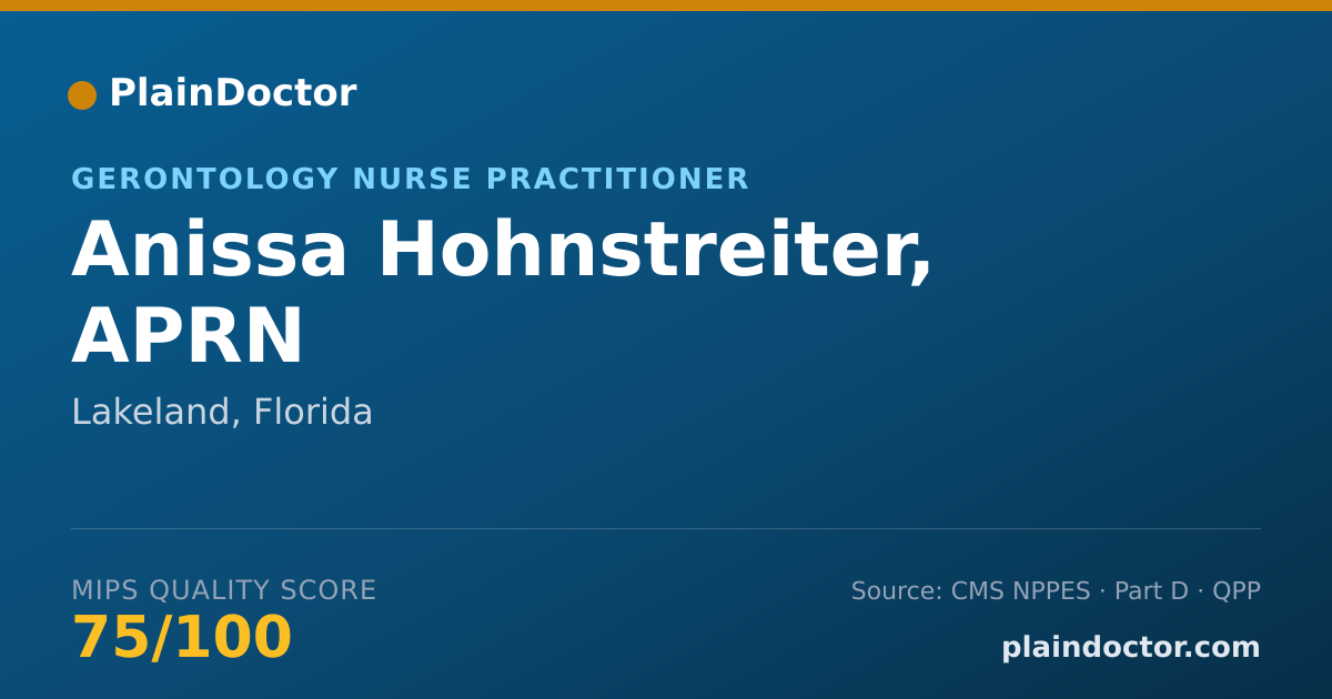 Shareable card for Anissa Hohnstreiter, APRN - Adult Health Nurse Practitioner, Lakeland, FL