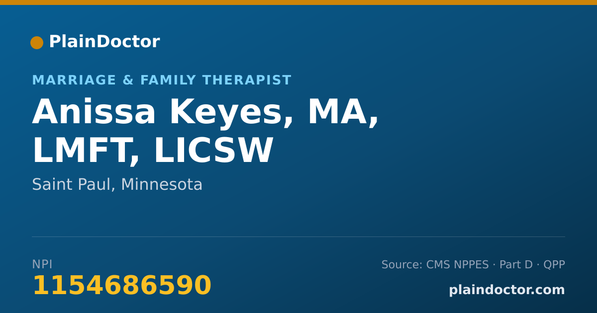 Shareable card for Anissa Keyes, MA, LMFT, LICSW - Marriage & Family Therapist, Saint Paul, MN