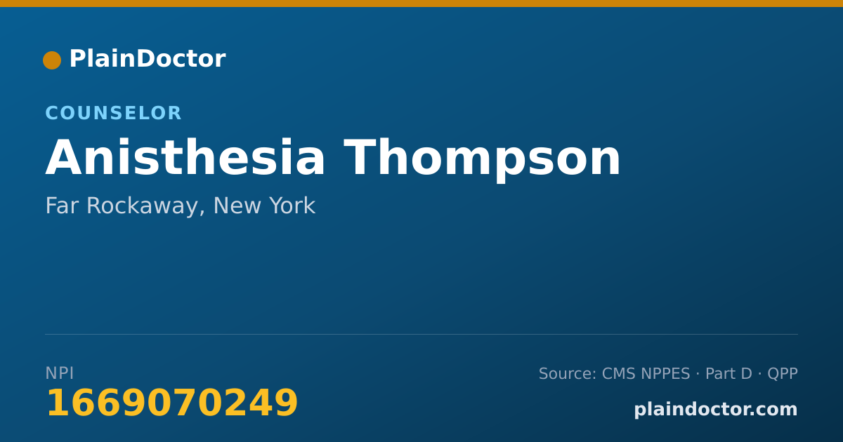 Shareable card for Anisthesia Thompson - Counselor, Far Rockaway, NY