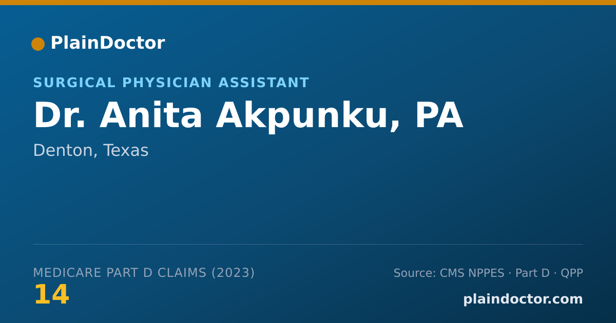 Shareable card for Anita Akpunku, PA - Surgical Physician Assistant, Denton, TX