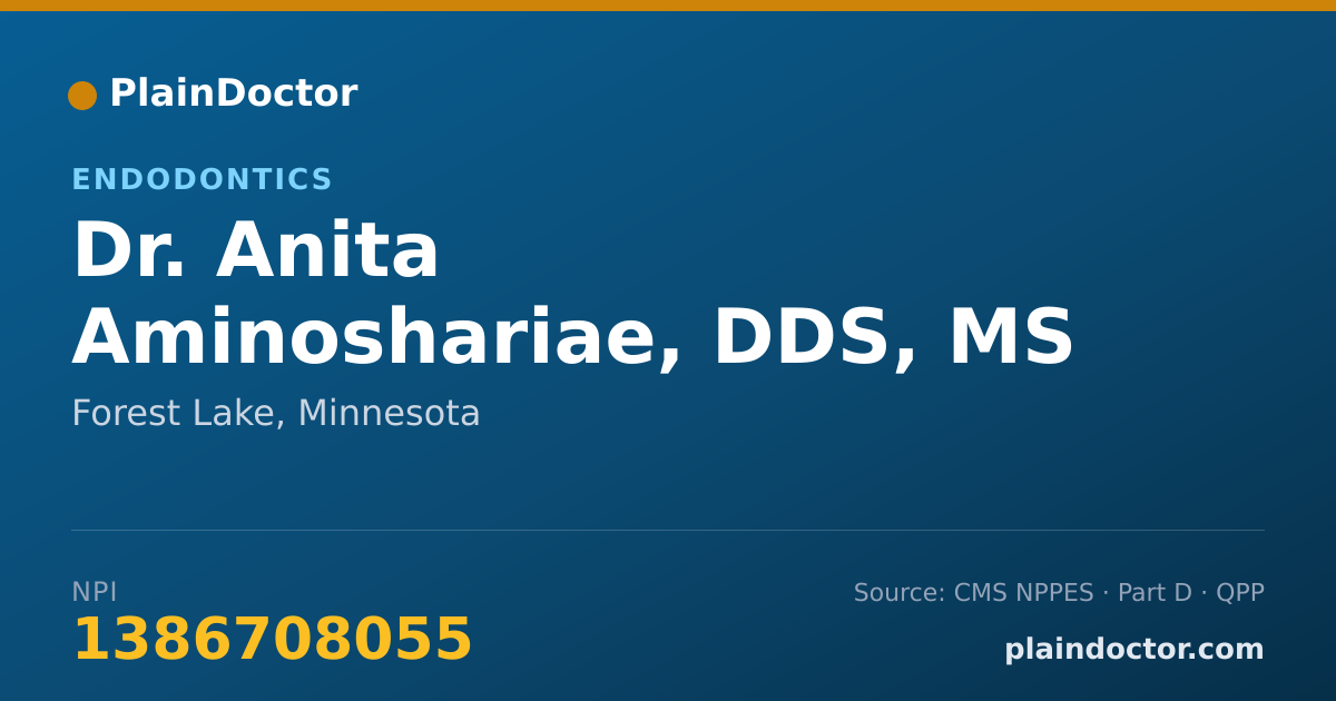 Shareable card for Anita Aminoshariae, DDS, MS - Endodontics, Forest Lake, MN