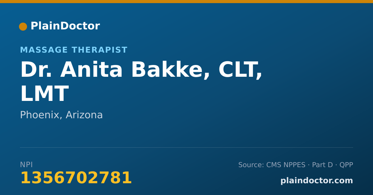 Shareable card for Anita Bakke, CLT, LMT - Massage Therapist, Phoenix, AZ