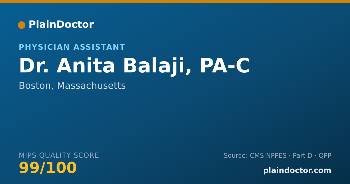 Shareable card for Anita Balaji, PA-C - Physician Assistant, Boston, MA