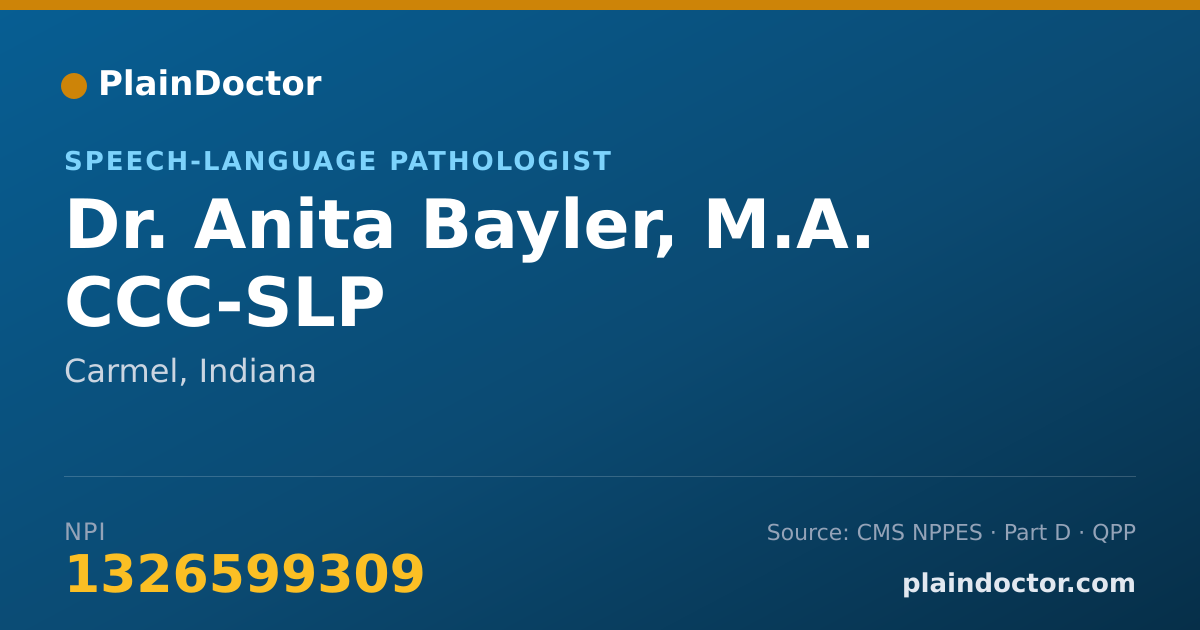 Shareable card for Anita Bayler, M.A. CCC-SLP - Speech-Language Pathologist, Carmel, IN
