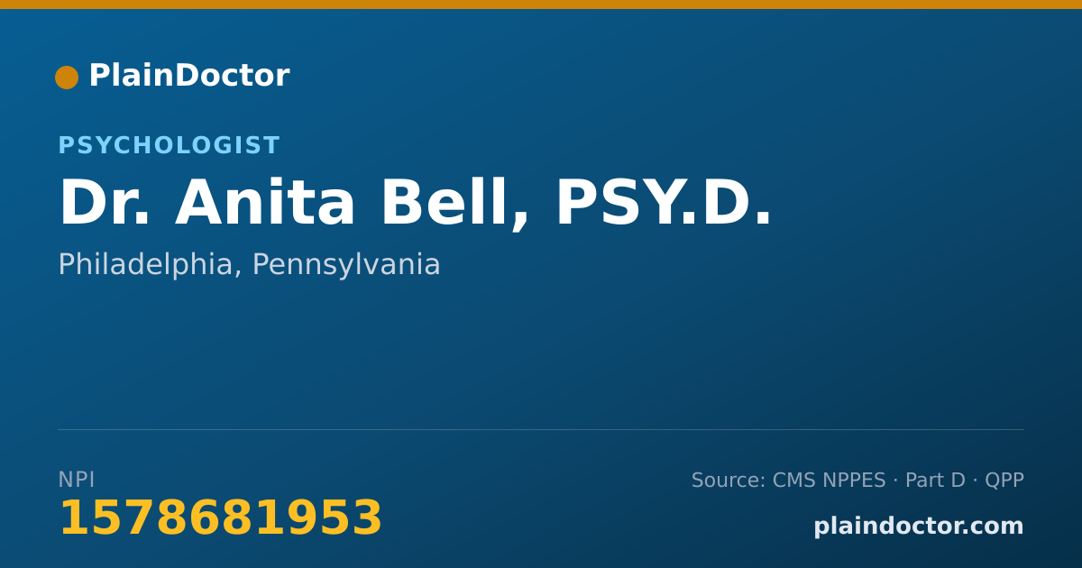 Shareable card for Anita Bell, PSY.D. - Psychologist, Philadelphia, PA