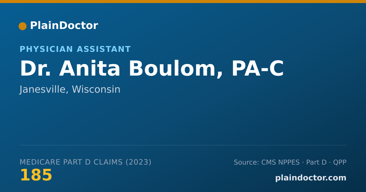 Shareable card for Anita Boulom, PA-C - Physician Assistant, Janesville, WI
