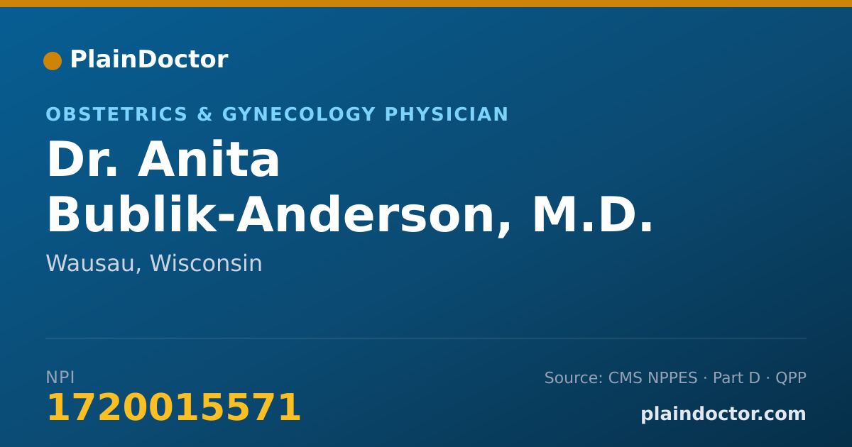 Shareable card for Anita Bublik-Anderson, M.D. - Obstetrics & Gynecology Physician, Wausau, WI