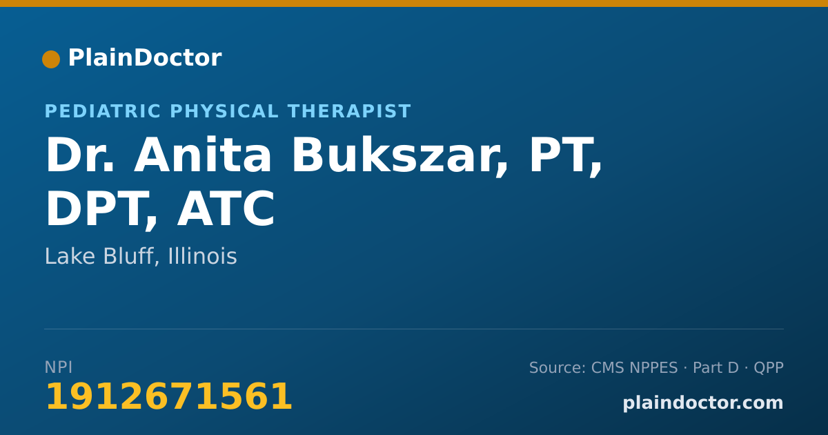 Shareable card for Anita Bukszar, PT, DPT, ATC - Pediatric Physical Therapist, Lake Bluff, IL