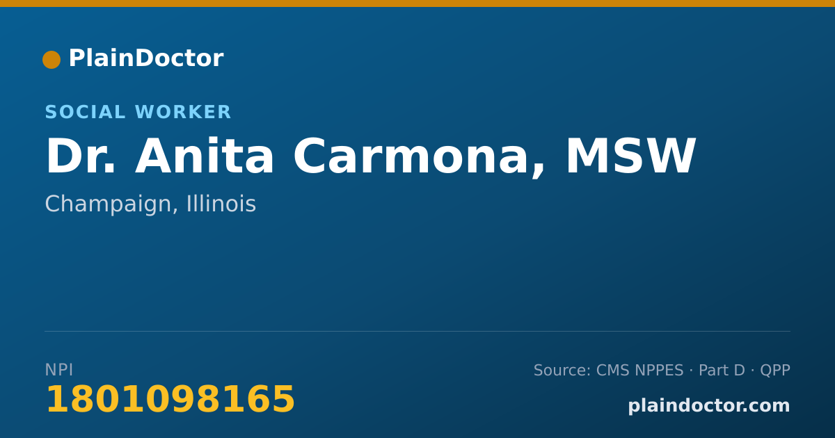 Shareable card for Anita Carmona, MSW - Social Worker, Champaign, IL