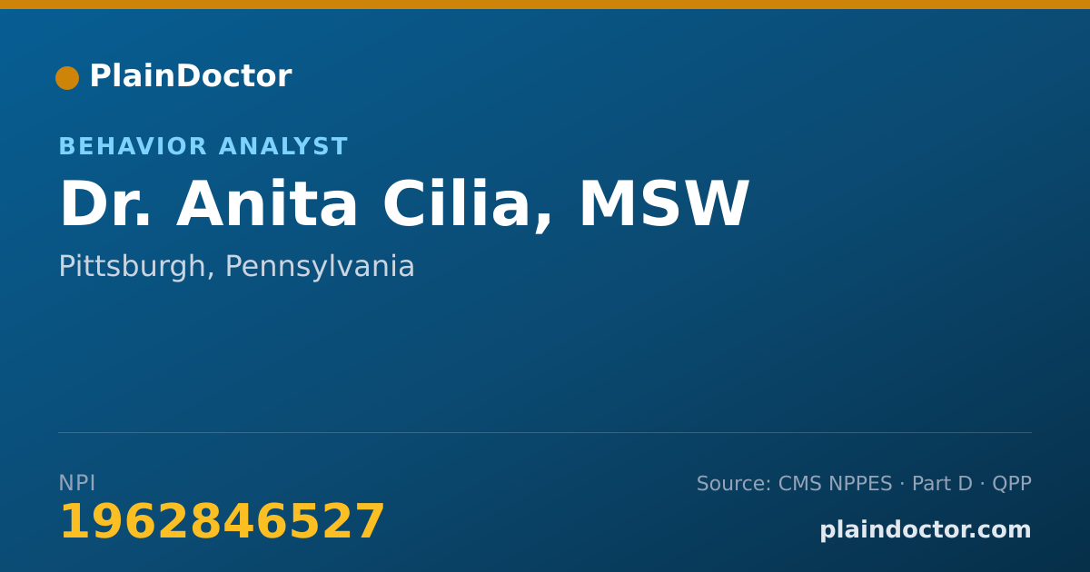 Shareable card for Anita Cilia, MSW - Behavior Analyst, Pittsburgh, PA